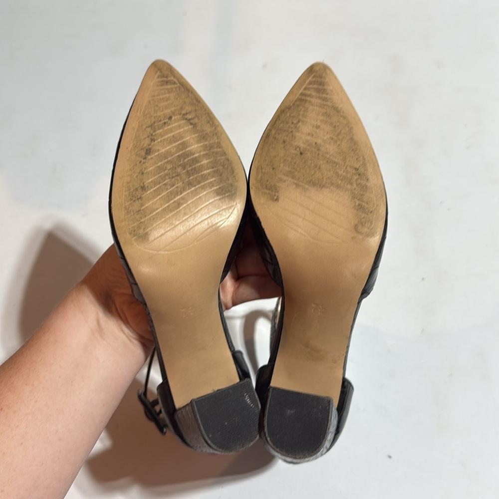 Michael Shannon Black Croc-Embossed Women's Heels - Picture 9 of 11